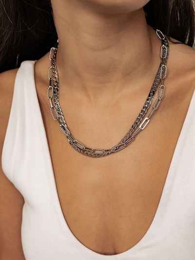 Hey Happiness Ketting 'Chunky' in de kleur Zilver, Productweergave