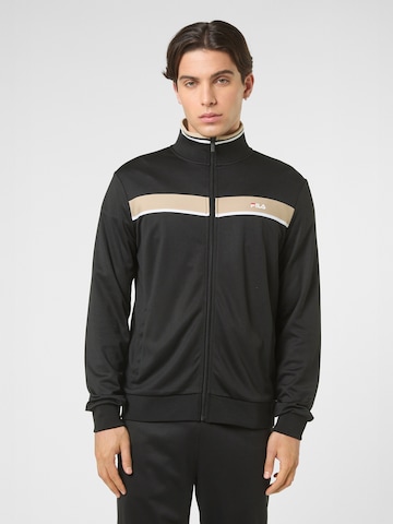 FILA - Sudadera con cremallera 'SAGANO regular taped track jacket' en negro: frente