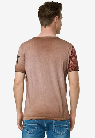 Rusty Neal Cooles T-Shirt mit V-Ausschnitt in Braun