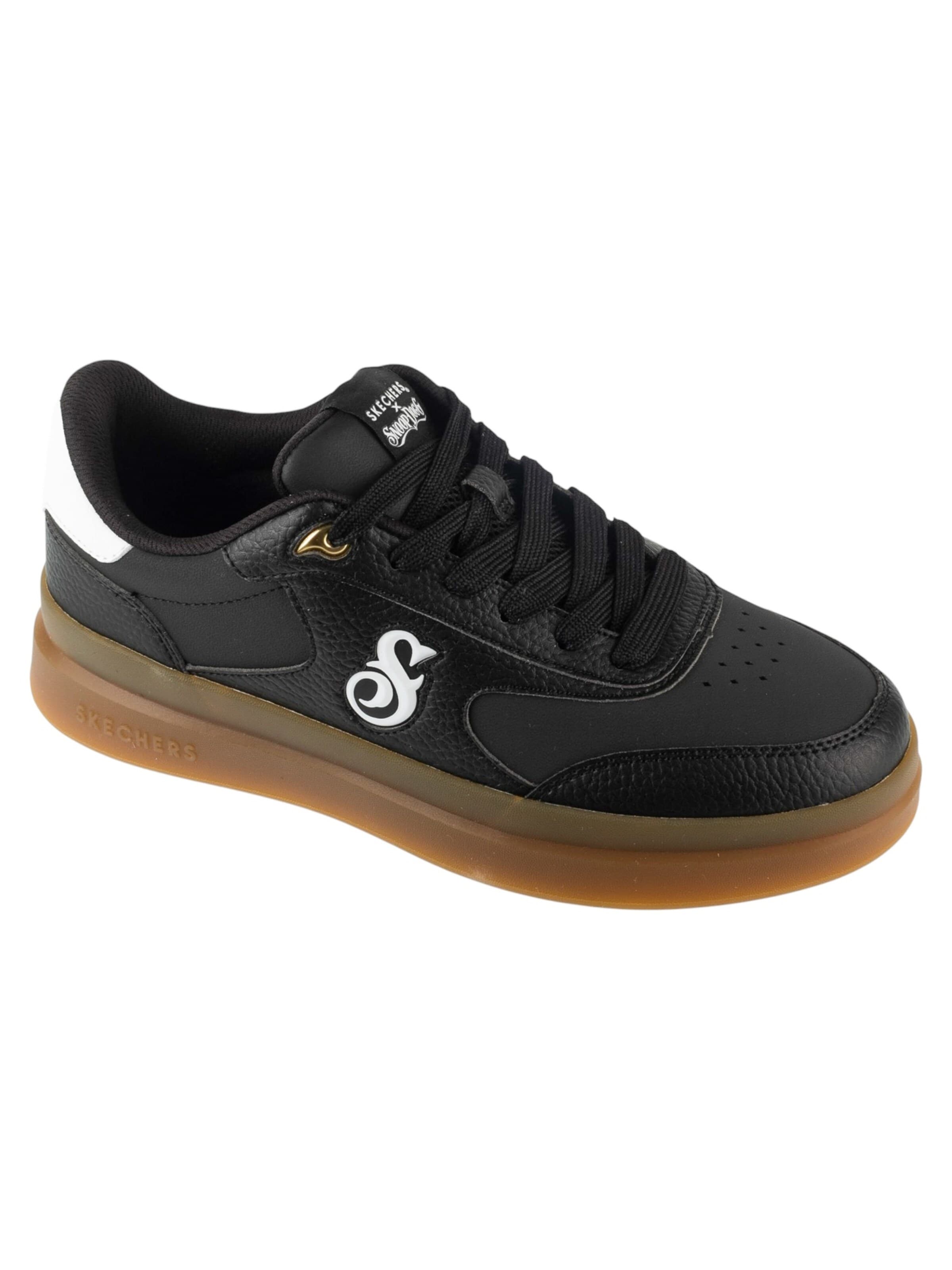 SKECHERS Platform trainers 'Skechers Duraleather Lace Up Snoop Cupsole Sneaker' in Black: front