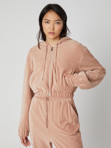 A LOT LESS Zip-Up Hoodie 'Cleo' in Pink: front