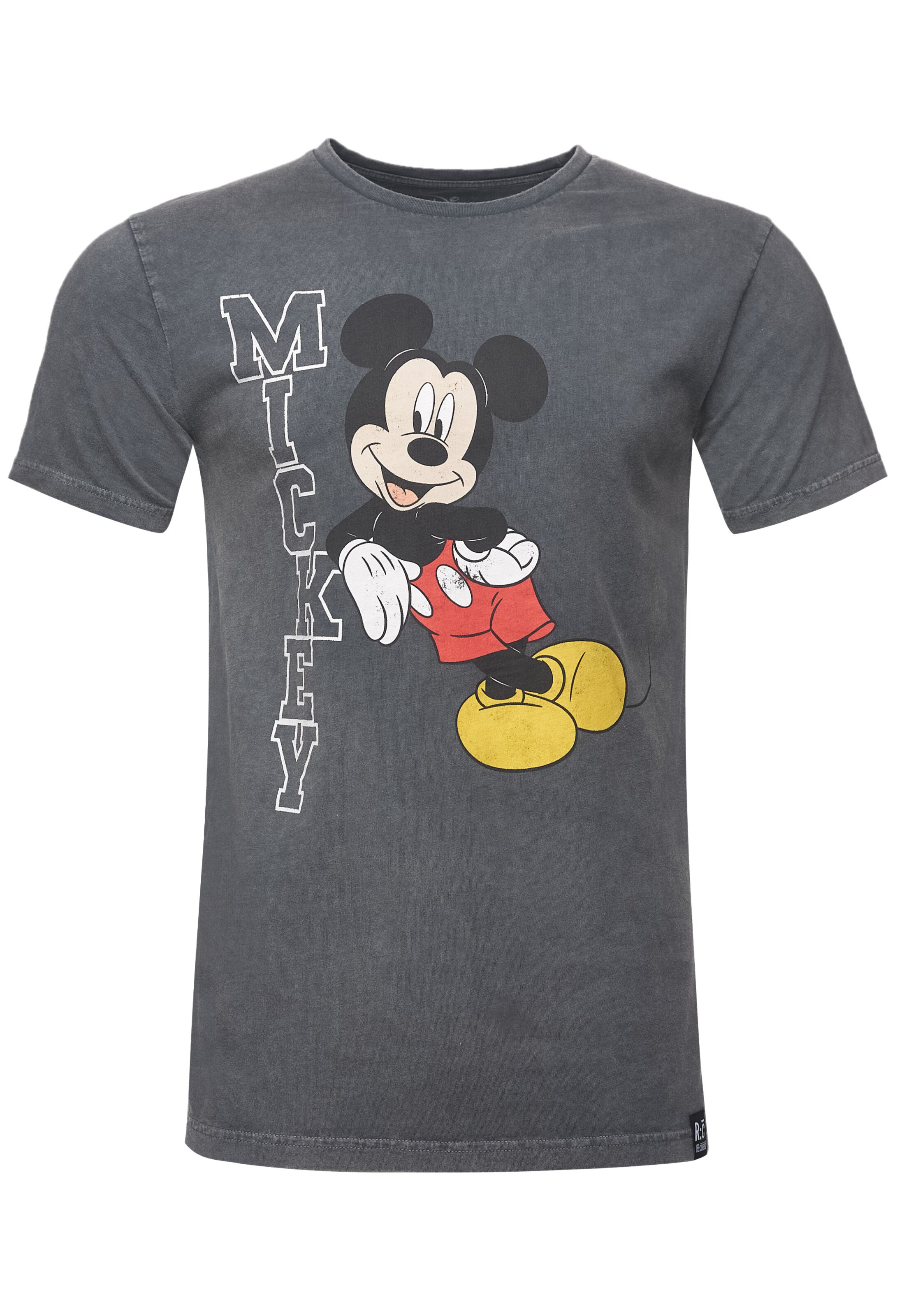 Recovered T-Shirt 'Disney Mickey Leaning' in dunkelgrau, Produktansicht