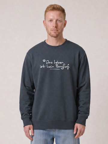Watapparel Sweatshirt 'Das Leben Ist Kein Ponyhof' in Grijs: voorkant