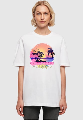 Merchcode T-Shirt 'Summer Vibes Sunset' in Weiß: Vorderseite