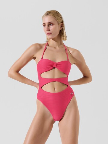 Karl Lagerfeld Bandeau Swimsuit in Pink: front