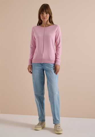 CECIL Basic Pullover mit Rundhals in Unifarbe in Pink