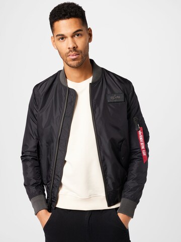 ALPHA INDUSTRIES Přechodná bunda – černá: přední strana