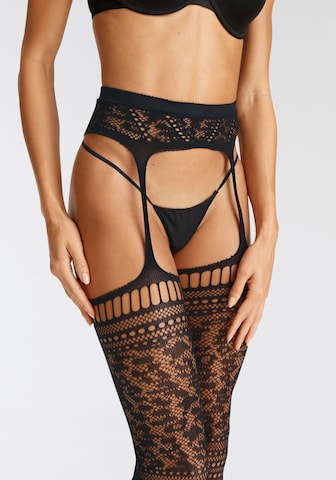 Collants avec fixation PETITE FLEUR GOLD en noir