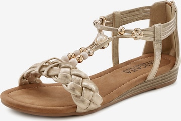 LASCANA Sandalen met riem in Beige: voorkant