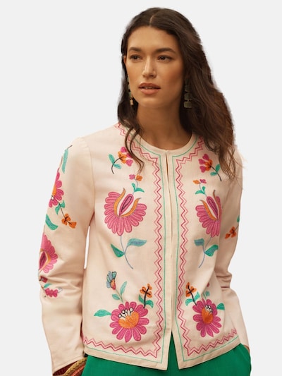 Demisezoninė striukė iš love & roses, spalva – nebalintos drobės spalva / nefrito spalva / oranžinė / šviesiai rožinė, Prekių apžvalga