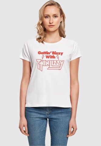 Merchcode Shirt 'Thin Lizzy - Gettin Bizzy' in Wit: voorkant