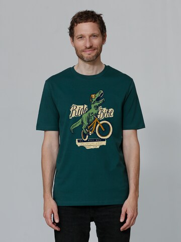 Maglietta 'T-Rex Fahrrad' di Watapparel in verde: frontale