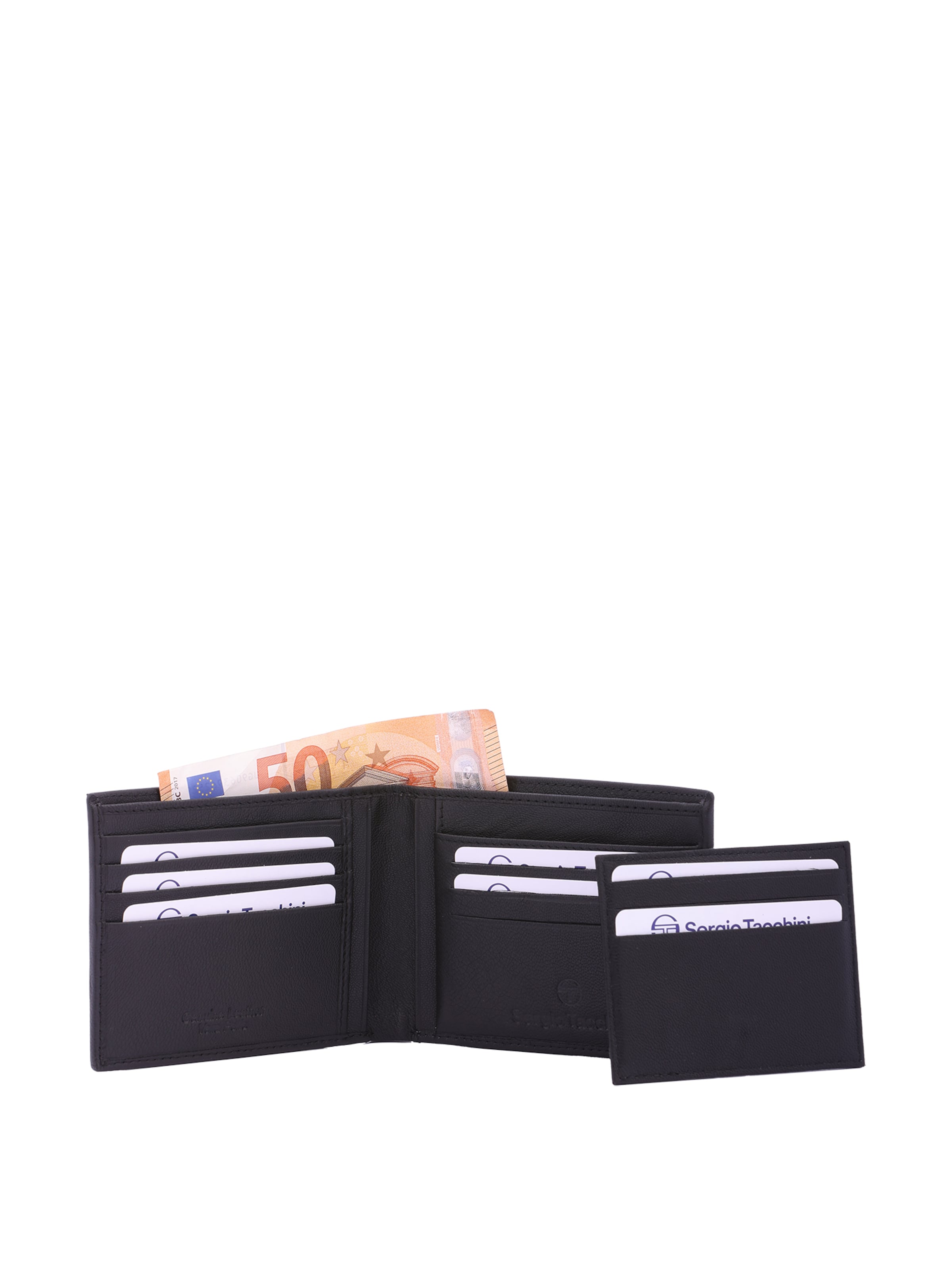 Portamonete 'Portafoglio Uomo Vera Pelle Sergio Tacchini Nero Compatto 10x12,5 cm' di Sergio Tacchini in nero