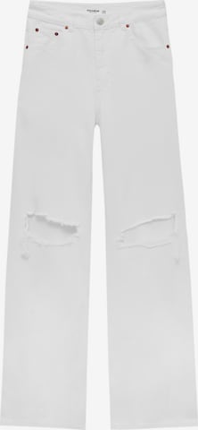 Pull&Bear Zvonové kalhoty Džíny – bílá: přední strana