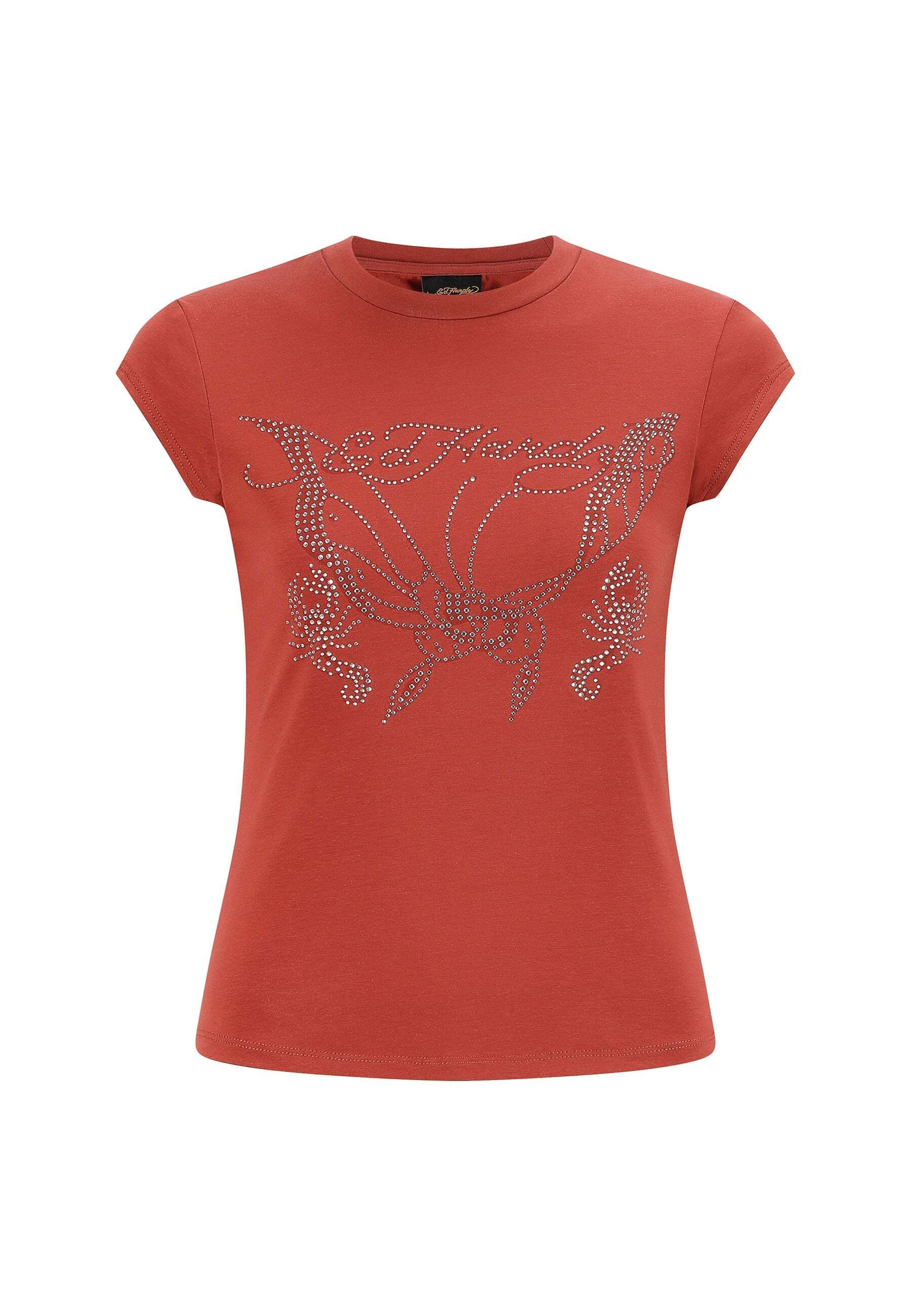 Ed Hardy T-Shirt 'Schmetterlings' in Rot: Vorderseite