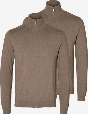 SELECTED Knit Cardigan 'Berg' in Brown: front