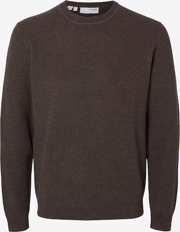 Pull-over 'SLHRoss' SELECTED en marron : devant