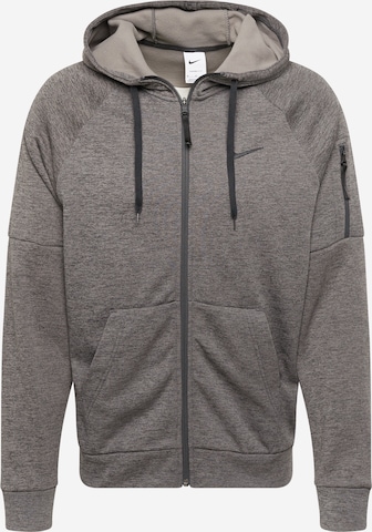 NIKE - Sudadera con cremallera deportiva en gris: frente