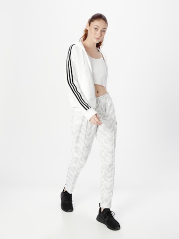 ADIDAS SPORTSWEAR Athletic Zip-Up Hoodie 'Essentials 3-Stripes French Terry' in White