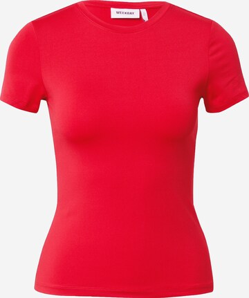 WEEKDAY T-Shirt 'Fine' in Rot: predná strana