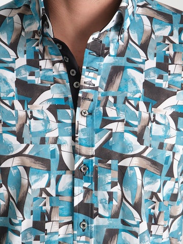 Slim fit Camicia business 'Donatello Iconic Poplin Stretch Man Shirt Green White' di 7Camicie in verde