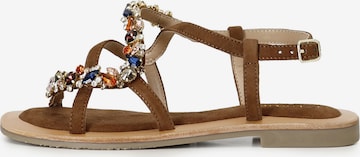 Sandalo con cinturino di CAFè NOIR in marrone: frontale