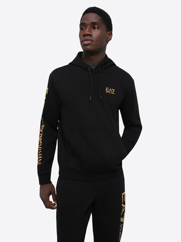 EA7 Emporio Armani Sweatshirt 'Felpa Cappuccio EA7 da Uomo - nero 7M000570MC004 NEROORO' in Zwart