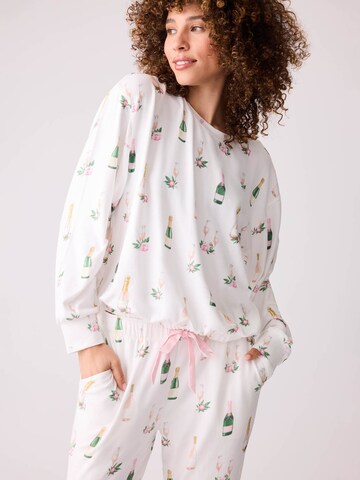 PJ Salvage Pajama ' Breakfast of Champs ' in White: front