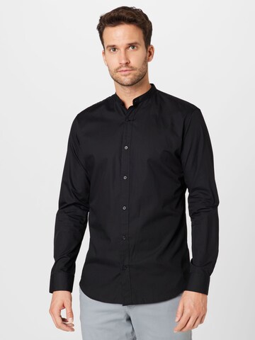 JACK & JONES Slim fit Overhemd 'JOE' in Zwart: voorkant