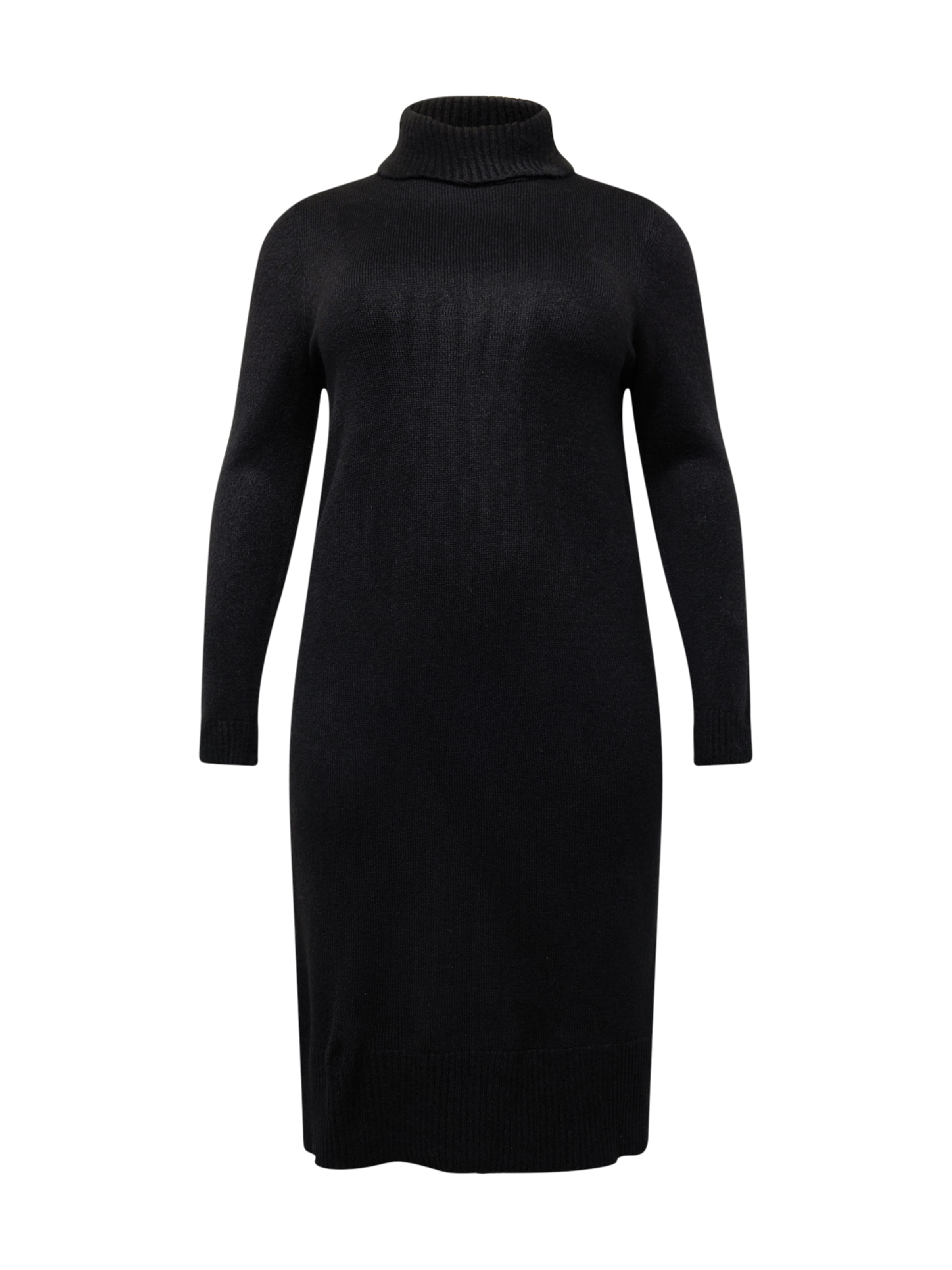 ONLY Carmakoma Stickad klänning 'Brandie' i svart: framsida