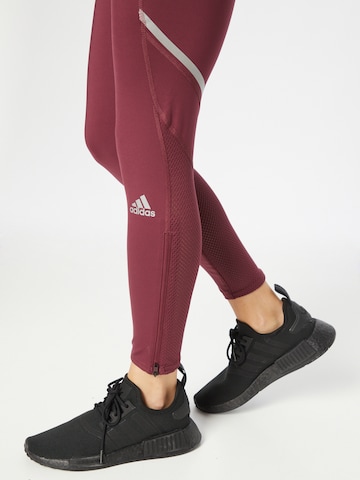 ADIDAS SPORTSWEAR Skinny Workout Pants 'How we do' in Red