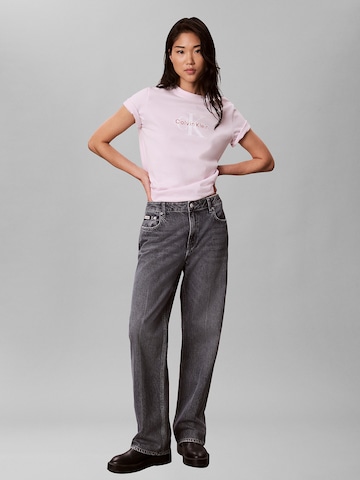 rožinė Calvin Klein Jeans Marškinėliai