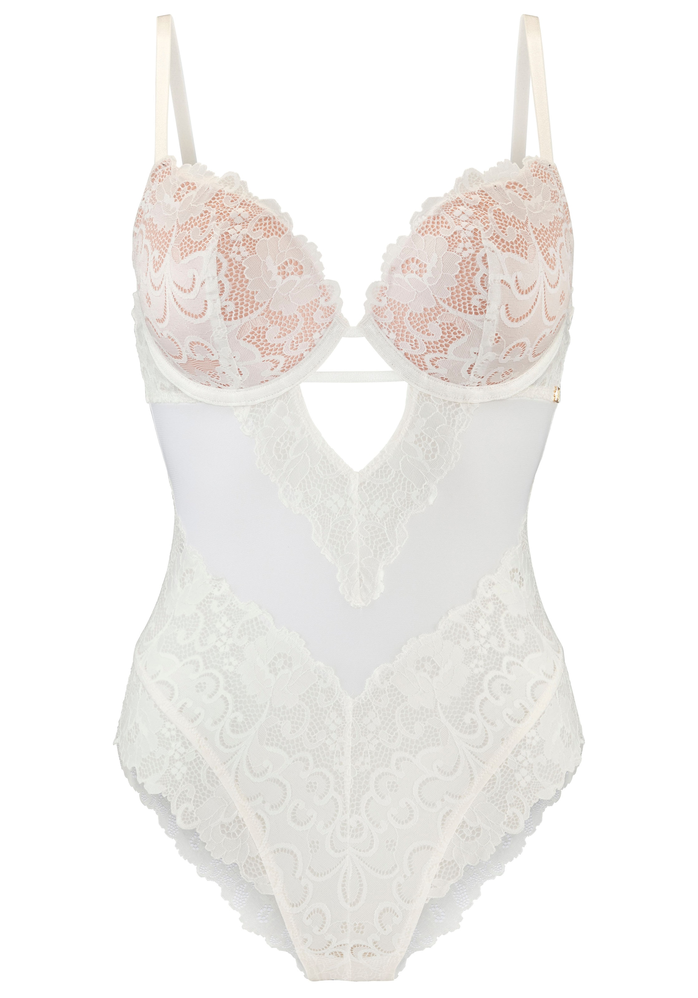 LASCANA Bodi, värv valge: eest vaates