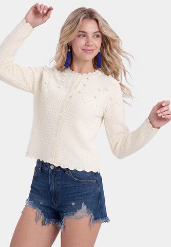 IZIA Gebreid vest in Wit: voorkant