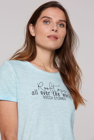 Soccx T-Shirt im Used Look mit Label Prints in Blau