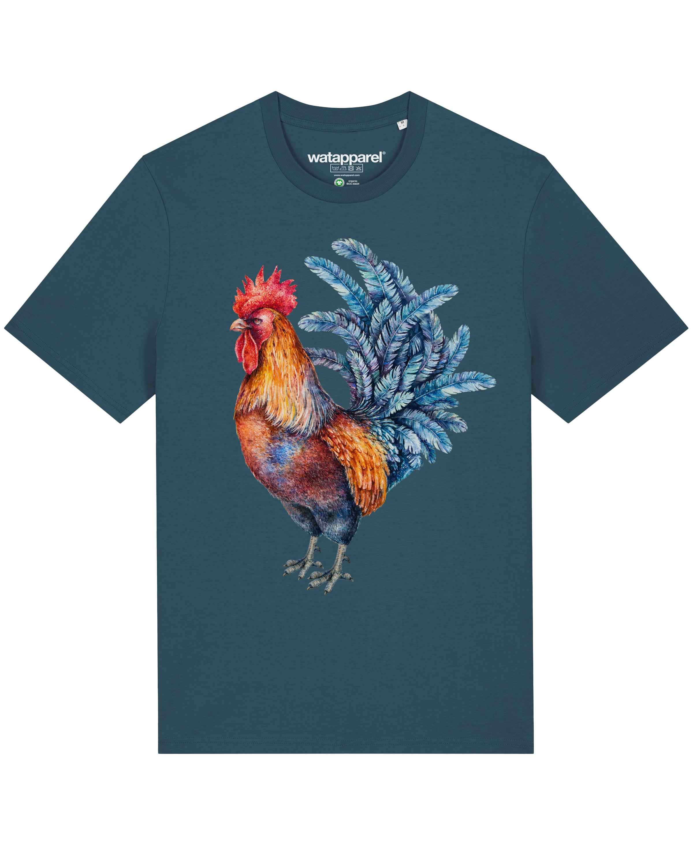 Maglietta 'Grimmiger Gockel' di Watapparel in blu: frontale