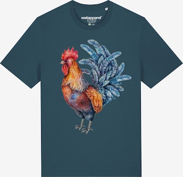 Maglietta 'Grimmiger Gockel' di Watapparel in blu: frontale