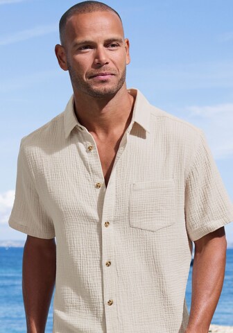 BEACH TIME Regular fit Button Up Shirt in Beige