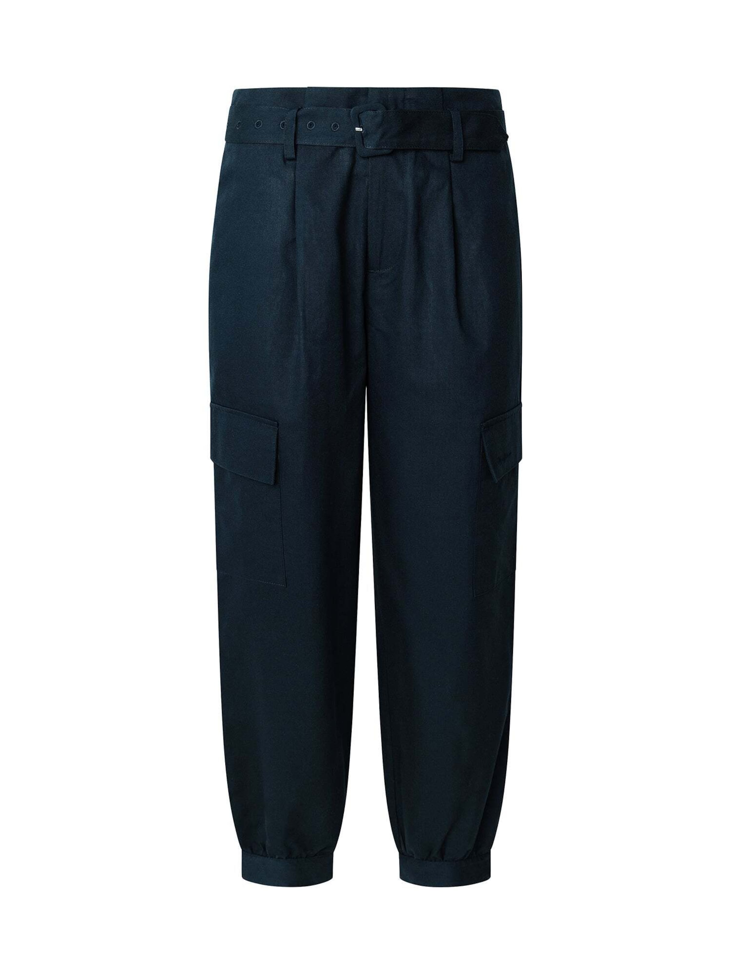 Pepe Jeans Tapered Bandplooibroek 'Sira' in Blauw: voorkant