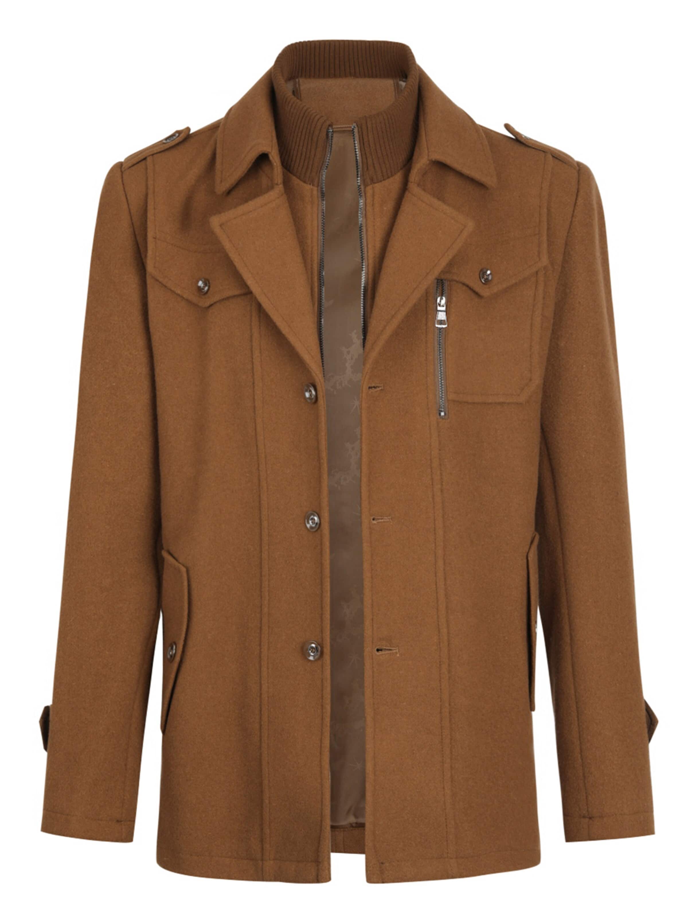 YOUTHUP Winter Coat 'Reverslinie' in Brown: front