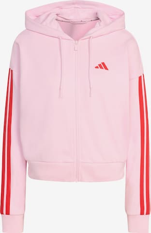 ADIDAS SPORTSWEAR - Sudadera con cremallera deportiva ' Essentials ' en rosa: frente