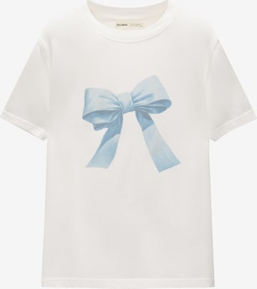 T-shirt Pull&Bear en blanc : devant