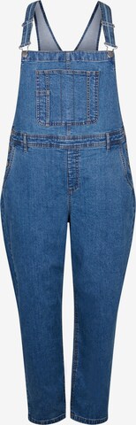 Zizzi Regular Tuinbroek jeans 'JEVLIA' in Blauw: voorkant