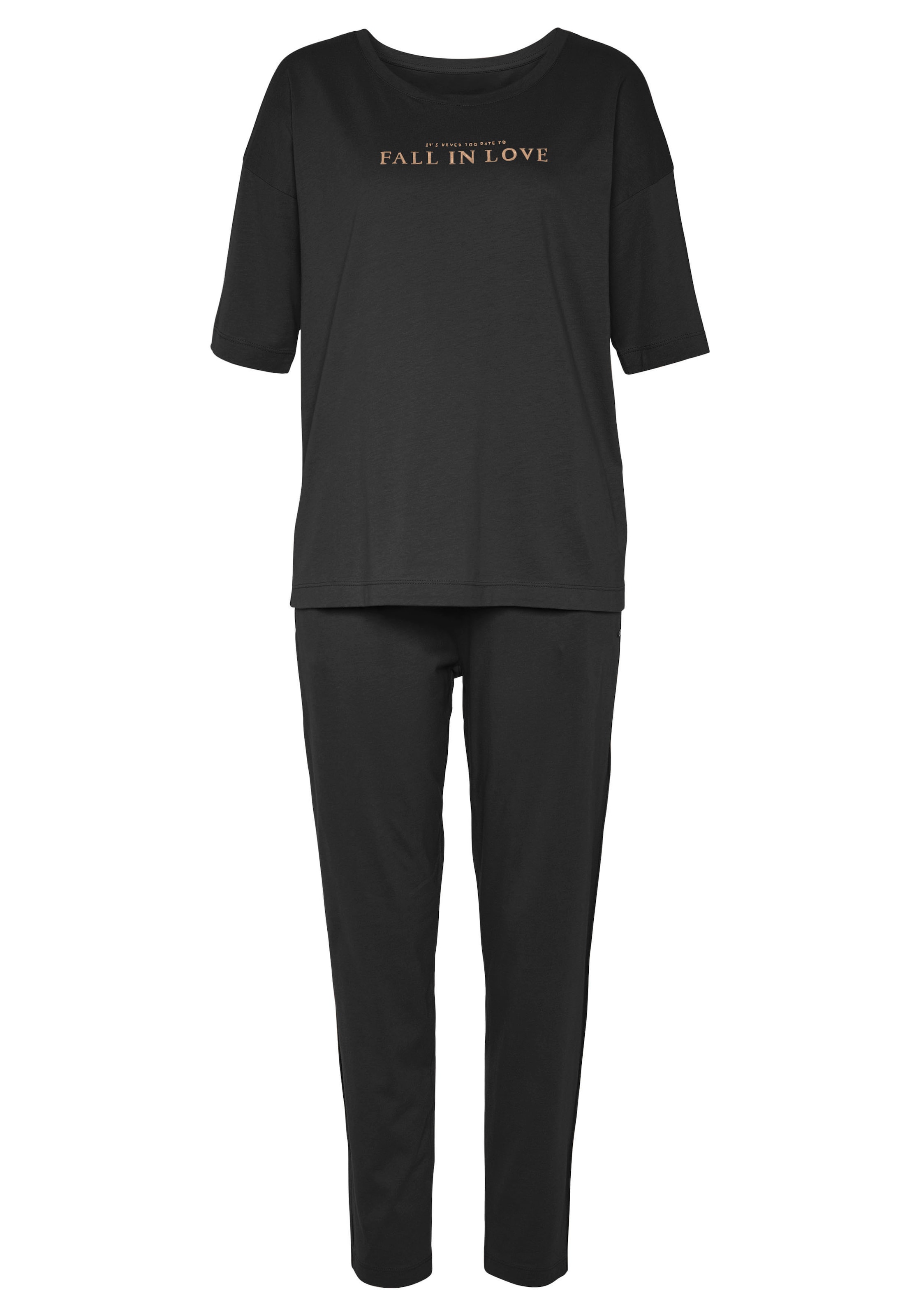 Pijama 'Dreams' de la VIVANCE pe negru: față