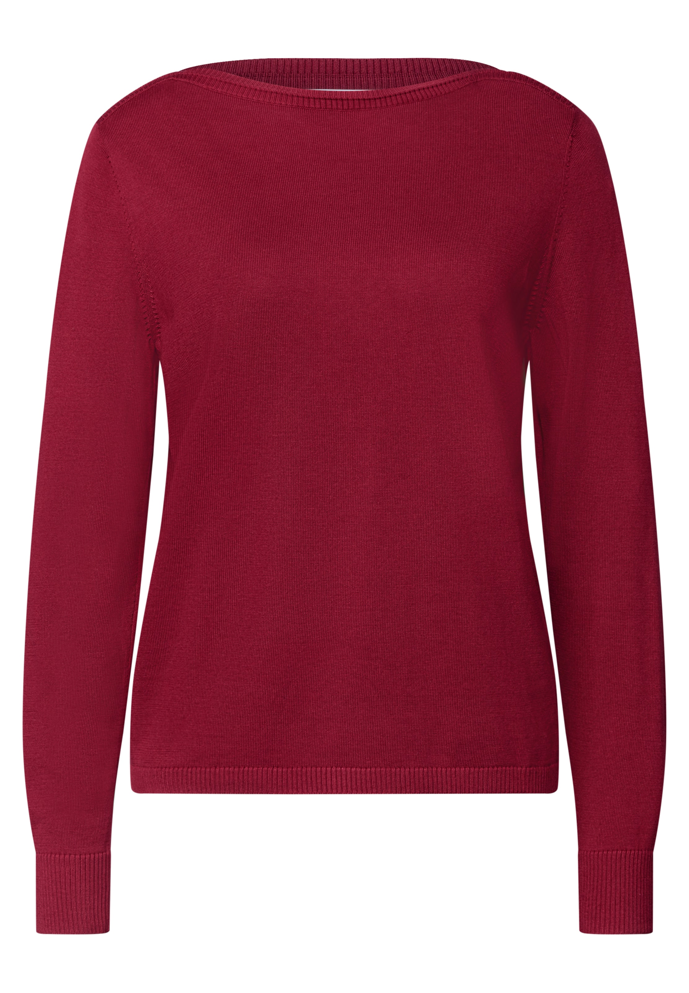 STREET ONE Basic Pullover mit U-Boot-Ausschnitt in Rot: Vorderseite