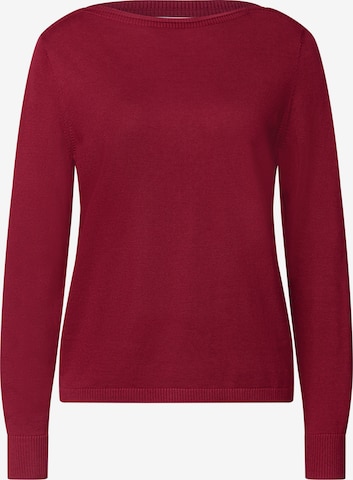 STREET ONE Basic Pullover mit U-Boot-Ausschnitt in Rot: Vorderseite