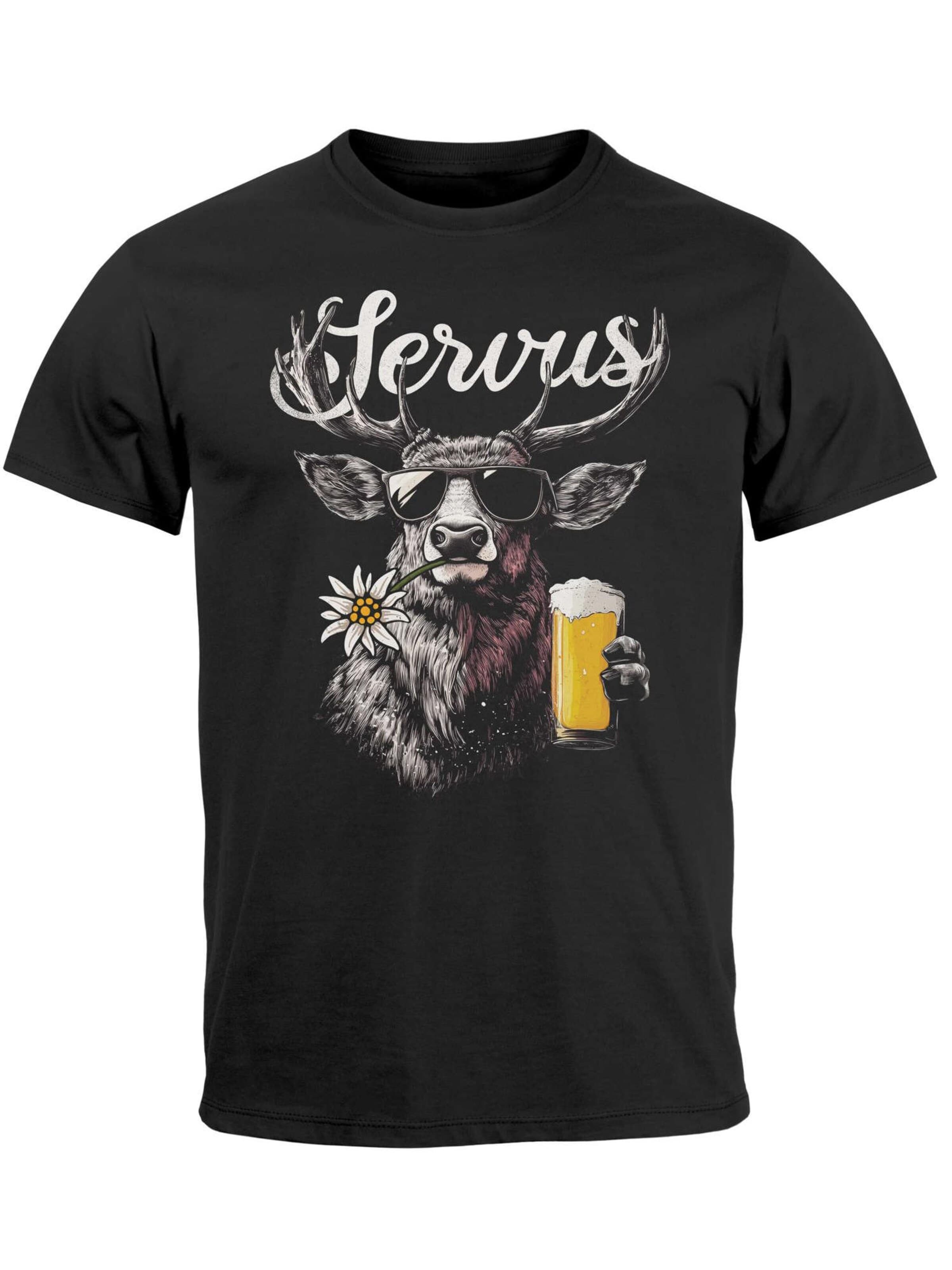 Neverless Shirt 'Servus 3 Bier' in Black: front