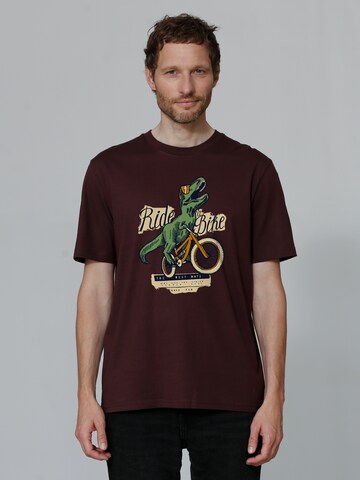 Watapparel Shirt ' T-Rex Fahrrad ' in Rood: voorkant