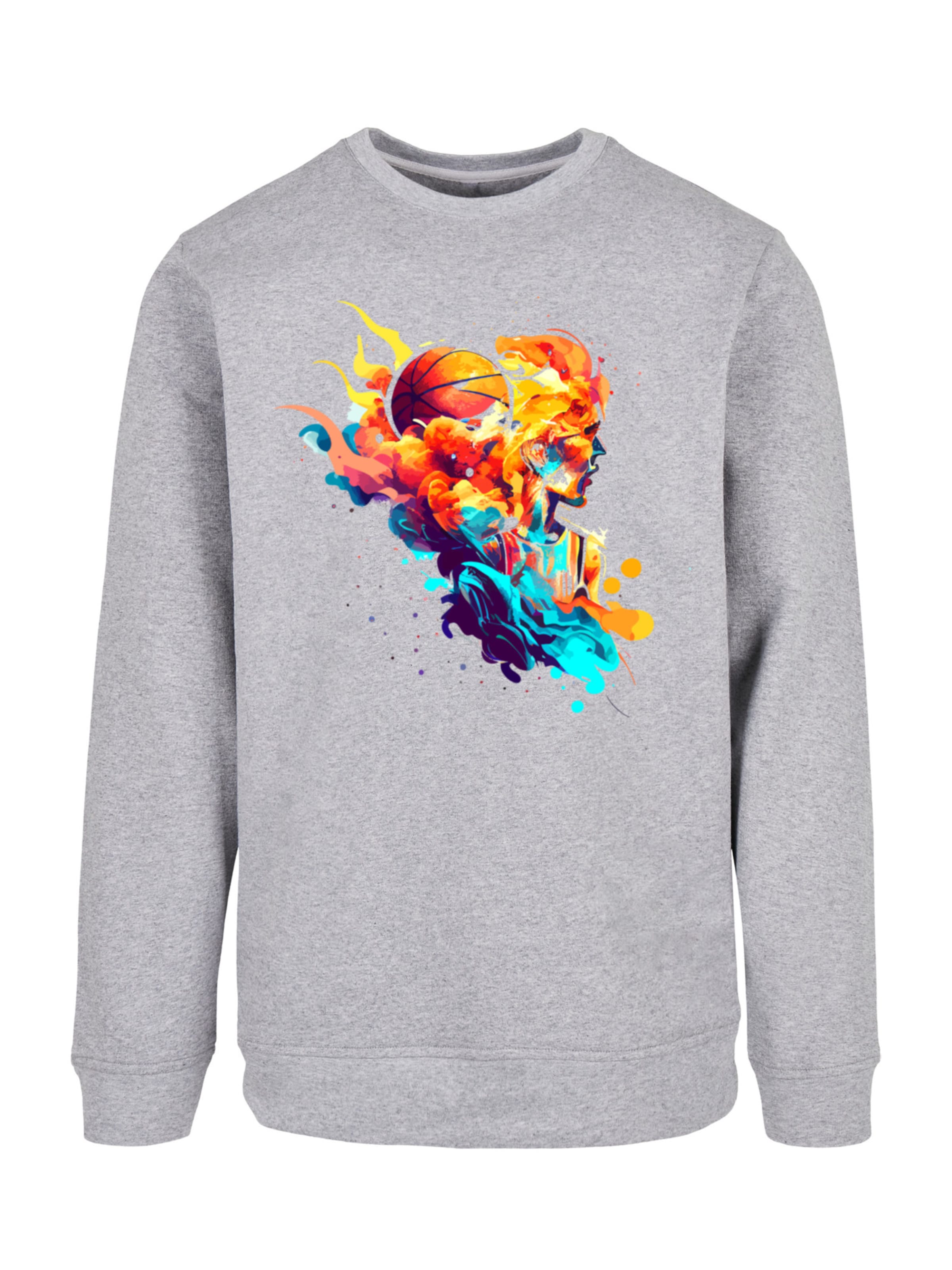 F4NT4STIC Sweatshirt 'Abstract player' in Grau: Vorderseite