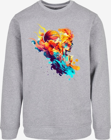 F4NT4STIC Sweatshirt 'Abstract player' in Grijs: voorkant